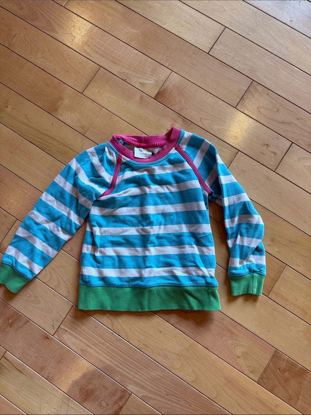 Hanna Andersson Striped Sweatshirt in Blue, White, Green & Pink